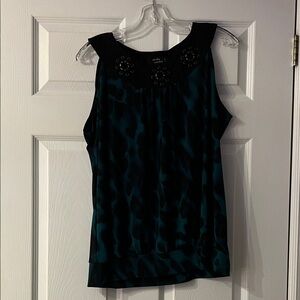 Stylish Black and Teal Sleeveless Blouse